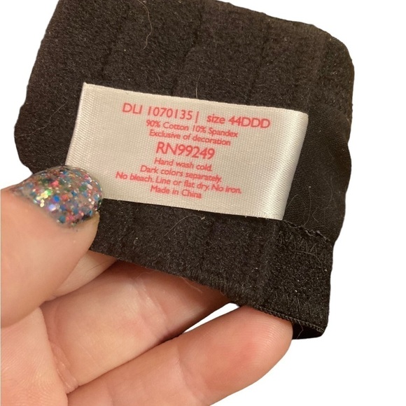 CATHERINES Bra 44DDD Solid Black Cotton Lace Trimmed Cups Never Worn NWT - Picture 12 of 12